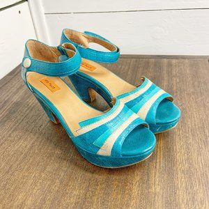 Miz Mooz Platform Sandals, ocean blue teal aqua